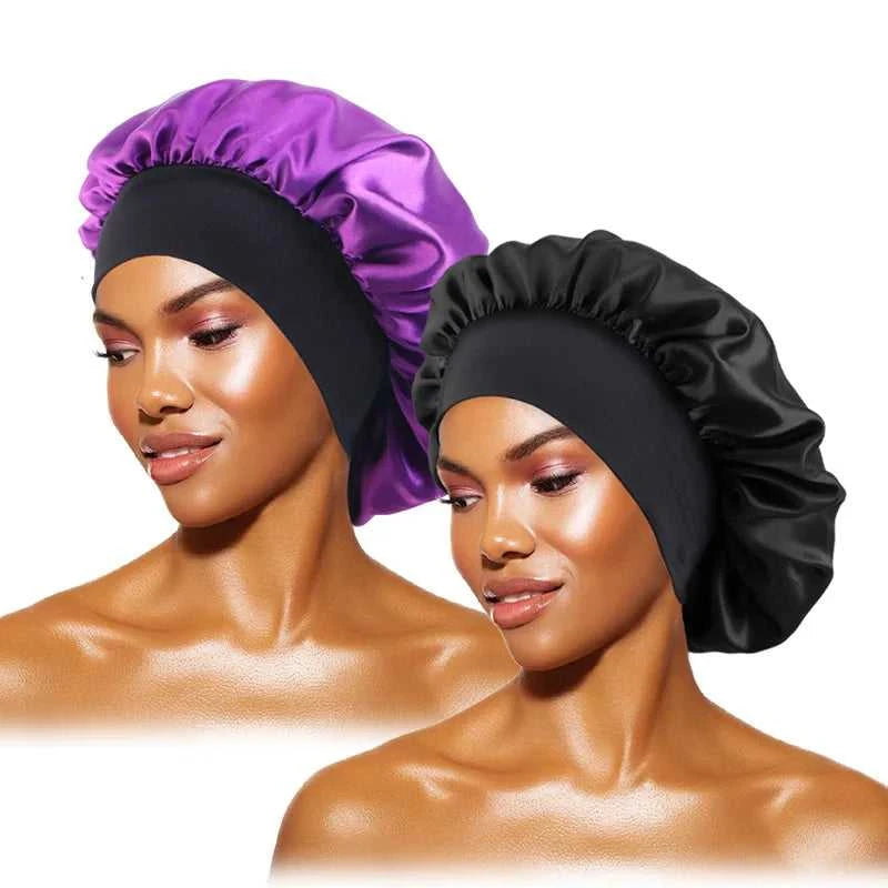 Women's Satin Solid Bonnets Wide-brimmed Night Sleeping Bathing Hat Unisex Head Wrap Elastic Band Cap Hair Care Bonnet Éditions Traditions & Modernité Inc. 185982499;20260611;1781193899An1Ce