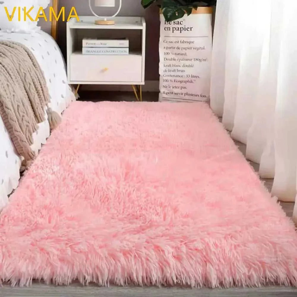 VIKAMA Simple Silk Wool Plush Carpet Bedroom Living Room Bed Blanket Solid Color High-Grade Soft Blanket Room Coffee Table Mat Éditions Traditions & Modernité Inc. 186643081;20260626;1782518268vdaCn