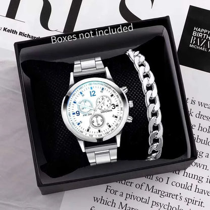 1/2PCS Men Business Watches Fashion Men's Steel Band Quartz Watch with Bracelet（Box not Included） Éditions Traditions & Modernité Inc. 186728091;20260629;1782691242rPFQK